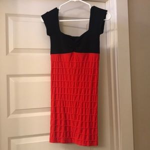 Red and black mini dress